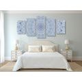 QUADRO IN 5 PARTI DETTAGLIO DI MANDALA DECORATIVO IN BLU - QUADRI FENG SHUI - QUADRI