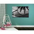 OBRAZ HAMAK NA PLAŻY W WERSJI CZARNO-BIAŁEJ - OBRAZY - 🔥 TOTALNA WYPRZEDAŻ