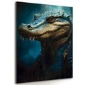 CANVAS PRINT BLUE-GOLD CROCODILE - PICTURES LORDS OF THE ANIMAL KINGDOM - PICTURES