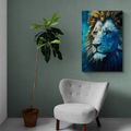 CANVAS PRINT BLUE-GOLD LION - PICTURES LORDS OF THE ANIMAL KINGDOM - PICTURES