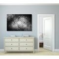 CANVAS PRINT MANDALA WITH A GALACTIC BACKGROUND IN BLACK AND WHITE - BLACK AND WHITE PICTURES - PICTURES