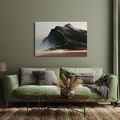 TABLEAU SUR TOILE – MASSIF MONTAGNEUX SOMBRE DANS LA BRUME - TABLEAUX DE MONTAGNE - TABLEAUX