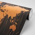 CARTA DA PARATI – MAPPA ARANCIONE SU LEGNO - CARTA DA PARATI MAPPE - CARTA DA PARATI