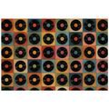 SELBSTKLEBENDE TAPETE RETRO-VINYLPLATTEN AUF BUNTEM HINTERGRUND - MUSIK FOTOTAPETEN - TAPETEN