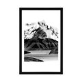 AFFICHE AVEC MONTURE BEAU PAYSAGE DE MONTAGNE EN NOIR ET BLANC - NOIR ET BLANC - AFFICHES