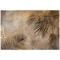 FOTOTAPET FRUNZE DE PALMIER AURII PE GRI - TAPETE FRUNZE - TAPETURI