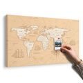 OBRAZ NA KORKU ZAJÍMAVÁ BÉŽOVÁ MAPA SVĚTA - OBRAZY NA KORKU - OBRAZY