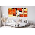 5-PIECE CANVAS PRINT ORANGE FLORAL ABSTRACTION - PICTURES FLOWERS - PICTURES