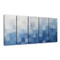 TABLEAU EN 5 PARTIES – ABSTRACTION BLEUE EN APLATS - IMAGES FORMES ABSTRAITES - TABLEAUX
