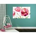 CANVAS PRINT BEAUTIFUL TULIPS IN AN INTERESTING DESIGN - PICTURES FLOWERS - PICTURES