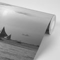 SELF ADHESIVE WALL MURAL SUNSET AT SEA IN BLACK AND WHITE - SELF-ADHESIVE WALLPAPERS - WALLPAPERS