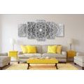 5-PIECE CANVAS PRINT ORIENTAL MANDALA IN BLACK AND WHITE - BLACK AND WHITE PICTURES - PICTURES