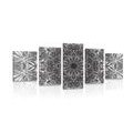 5-PIECE CANVAS PRINT BLACK AND WHITE ROSETTE - BLACK AND WHITE PICTURES - PICTURES