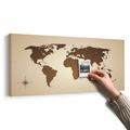 QUADRO IN SUGHERO – MAPPA DEL MONDO IN TONALITÀ MARRONE - QUADRI SU SUGHERO - STAMPE E QUADRI