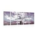 5-PIECE CANVAS PRINT TREE COVERED IN CLOUDS - PICTURES OF NATURE AND LANDSCAPE - PICTURES