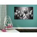 IMPRESSION SUR TOILE FLEURS DE STYLE ETHNIQUE EN NOIR ET BLANC - IMPRESSIONS SUR TOILE NOIR ET BLANC - IMPRESSION SUR TOILE