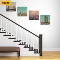 CANVAS PRINT SET OF CITIES IN SOFT TONES - SET OF PICTURES - PICTURES