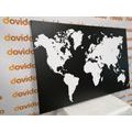 CANVAS PRINT WHITE MAP ON A BLACK BACKGROUND - PICTURES OF MAPS - PICTURES