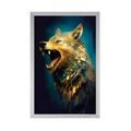 POSTER BLAU-GOLDENER WOLF - HERRSCHER DES TIERREICHS - POSTER