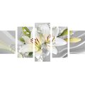 5-PIECE CANVAS PRINT WHITE LILY ON AN INTERESTING BACKGROUND - PICTURES FLOWERS - PICTURES