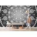 SELF ADHESIVE WALLPAPER ORNAMENTAL MANDALA WITH A LACE IN BLACK AND WHITE - SELF-ADHESIVE WALLPAPERS - WALLPAPERS