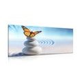 WANDBILD GLEICHGEWICHT DER STEINE UND EIN SCHMETTERLING - BILDER MIT FENG SHUI-MOTIVEN - BILDER