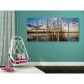 5-PIECE CANVAS PRINT CALM RIVER NEAR A VILLAGE - PICTURES OF NATURE AND LANDSCAPE - PICTURES