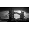 WANDBILD SONNENUNTERGANG ÜBER TOWER BRIDGE IN SCHWARZ-WEISS - SCHWARZ-WEISSE BILDER - BILDER