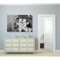 CANVAS PRINT STATUES OF ANGELS ON A BENCH IN BLACK AND WHITE - BLACK AND WHITE PICTURES - PICTURES