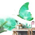 SELF ADHESIVE WALLPAPER FEATHER WITH A BUTTERFLY IN GREEN DESIGN - SELF-ADHESIVE WALLPAPERS - WALLPAPERS