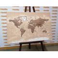 CANVAS PRINT WORLD MAP IN VINTAGE DESIGN - PICTURES OF MAPS - PICTURES