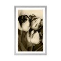 POSTER WITH MOUNT SPRING TULIPS IN SEPIA DESIGN - BLACK AND WHITE - POSTERS