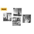 CANVAS PRINT SET CITIES AND HISTORICAL POSTCARDS - SET OF PICTURES - PICTURES