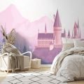 SAMOLEPÍCÍ TAPETA KOUZELNÝ RŮŽOVÝ HRAD V HORÁCH - DĚTSKÉ TAPETY - TAPETY