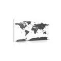 CANVAS PRINT WORLD MAP WITH INDIVIDUAL STATES IN GRAY COLOR - PICTURES OF MAPS - PICTURES