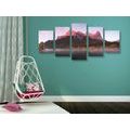 5-PIECE CANVAS PRINT SUNSET OVER THE DOLOMITES - PICTURES OF NATURE AND LANDSCAPE - PICTURES