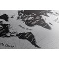 DECORATIVE PINBOARD UNIQUE BLACK AND WHITE MAP - PICTURES ON CORK - PICTURES