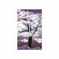 POSTER MIT PASSEPARTOUT BAUM VON WOLKEN UMFLOSSEN - NATUR - POSTER