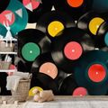 SAMOLEPILNA TAPETA PISANE RETRO VINILNE PLOŠČE - GLASBENE FOTOTAPETE - TAPETE
