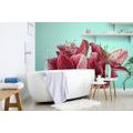 PAPIER PEINT PHOTO AUTOCOLLANT AMARYLLIS EXOTIQUES SUR FOND TURQUOISE - PAPIERS PEINTS AUTOCOLLANTS - PAPIER PEINT