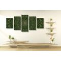 5-PIECE CANVAS PRINT DETAILED DECORATIVE MANDALA IN GREEN - PICTURES FENG SHUI - PICTURES