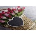 CANVAS PRINT RED TULIPS IN A WOODEN BASKET - PICTURES FLOWERS - PICTURES