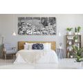 5-PIECE CANVAS PRINT BLACK AND WHITE COAST OF ITALY - BLACK AND WHITE PICTURES - PICTURES