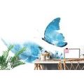 SELF ADHESIVE WALLPAPER FEATHER WITH A BUTTERFLY IN BLUE DESIGN - SELF-ADHESIVE WALLPAPERS - WALLPAPERS