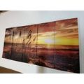 5-PIECE CANVAS PRINT SUNSET ON A BEACH - PICTURES OF NATURE AND LANDSCAPE - PICTURES
