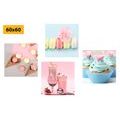 CANVAS PRINT SET SWEET TREAT WITH A DRINK - SET OF PICTURES - PICTURES