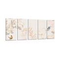 5-PIECE CANVAS PRINT VINTAGE STILL LIFE WITH A BUTTERFLY - VINTAGE AND RETRO PICTURES - PICTURES