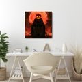WANDBILD DUNKLER KÜRBIS AUF GRABSTEIN - HALLOWEEN- UND HORROR-BILDER - BILDER