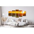 IMPRESSION SUR TOILE EN 5 PARTIES BEAU COUCHER DE SOLEIL - IMPRESSION SUR TOILE DE NATURE ET PAYSAGE - IMPRESSION SUR TOILE