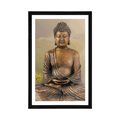 POSTER MIT PASSEPARTOUT BUDDHA-STATUE IN MEDITIERENDER POSITION - FENG SHUI - POSTER